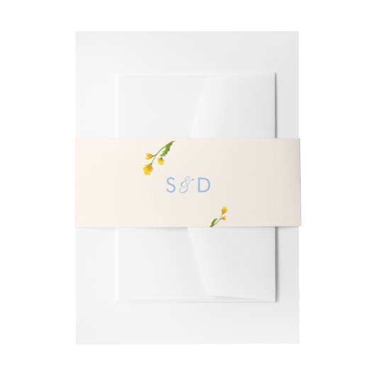 Blue & Yellow buttercup editable wedding 招待状ベリーバンド (正面例)