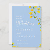Blue & Yellow buttercup editable wedding 招待状 (正面)