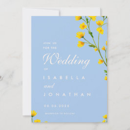 Blue & Yellow buttercup editable wedding 招待状