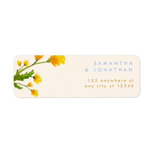 Blue & Yellow buttercup editable wedding Label ラベル (正面)