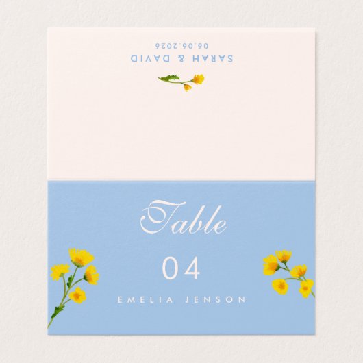 Blue & Yellow buttercup Wedding table numbers (外部フラット)
