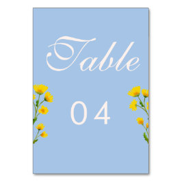 Blue & Yellow buttercup Wedding table numbers テーブルナンバー