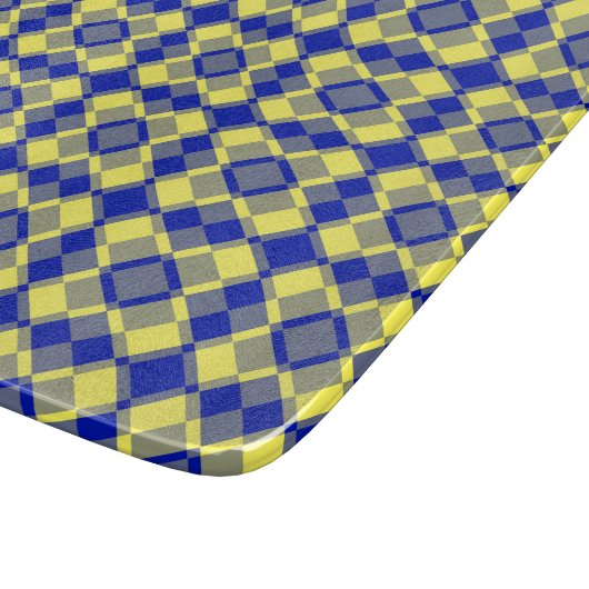 Blue Yellow Checker Argyle Pattern カッティングボード (角)
