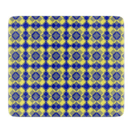 Blue Yellow Checker Argyle Pattern カッティングボード