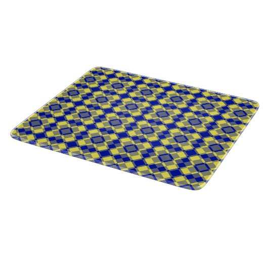Blue Yellow Checker Argyle Pattern カッティングボード (角)
