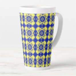 Blue Yellow Checker Argyle Pattern カフェラテマグ