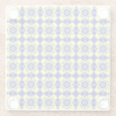 Blue Yellow Checker Argyle Pattern ガラスコースター (裏面)