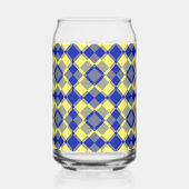 Blue Yellow Checker Argyle Pattern ガラス缶 (正面)