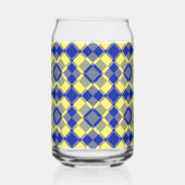 Blue Yellow Checker Argyle Pattern ガラス缶 (裏面)