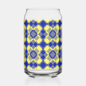 Blue Yellow Checker Argyle Pattern ガラス缶 (左)