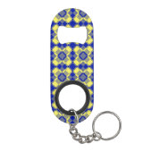 Blue Yellow Checker Argyle Pattern キーホルダー栓抜き (裏面)