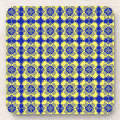 Blue Yellow Checker Argyle Pattern コースター (正面)