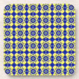 Blue Yellow Checker Argyle Pattern コースター