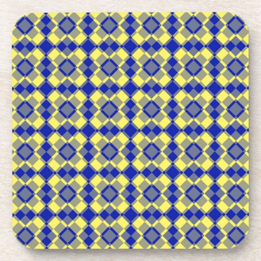 Blue Yellow Checker Argyle Pattern コースター (正面)