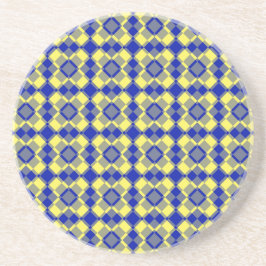 Blue Yellow Checker Argyle Pattern コースター