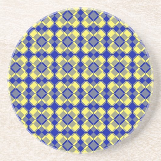 Blue Yellow Checker Argyle Pattern コースター (正面)