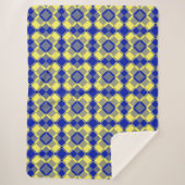Blue Yellow Checker Argyle Pattern シェルパブランケット (正面)