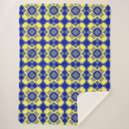 Blue Yellow Checker Argyle Pattern シェルパブランケット