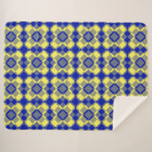Blue Yellow Checker Argyle Pattern シェルパブランケット (正面(横))