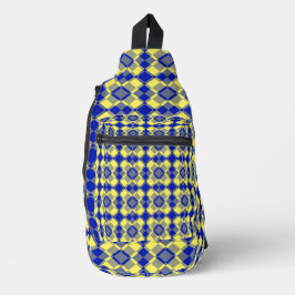Blue Yellow Checker Argyle Pattern スリングバッグ