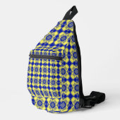 Blue Yellow Checker Argyle Pattern スリングバッグ (右コーナー)