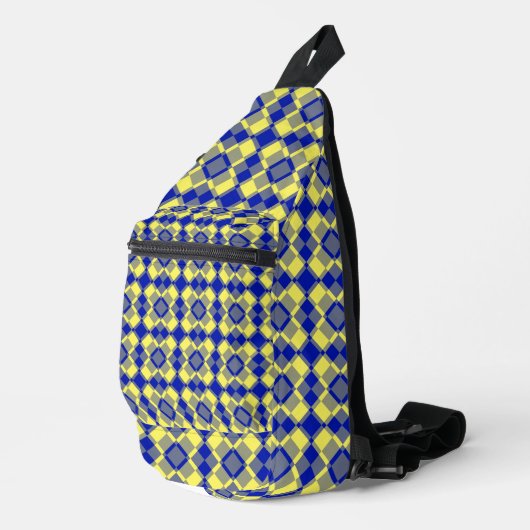 Blue Yellow Checker Argyle Pattern スリングバッグ (右コーナー)