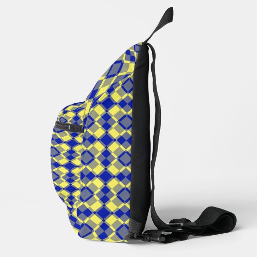 Blue Yellow Checker Argyle Pattern スリングバッグ (右)