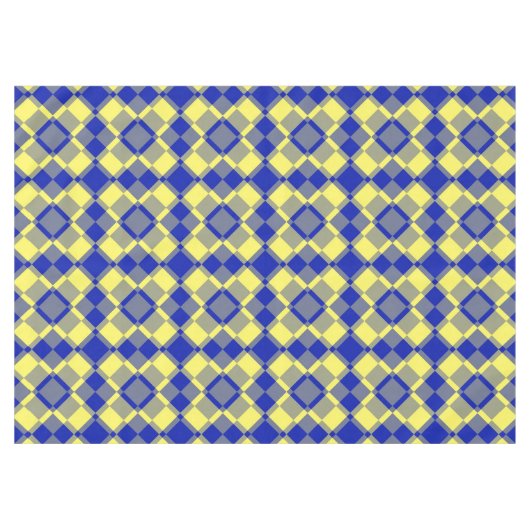 Blue Yellow Checker Argyle Pattern テーブルクロス (正面(横))