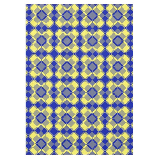 Blue Yellow Checker Argyle Pattern テーブルクロス (正面)