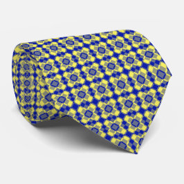 Blue Yellow Checker Argyle Pattern ネクタイ
