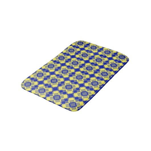 Blue Yellow Checker Argyle Pattern バスマット (アングル)