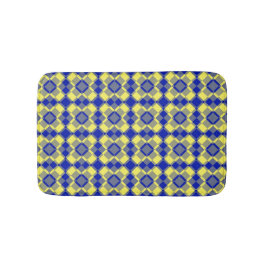 Blue Yellow Checker Argyle Pattern バスマット