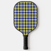 Blue Yellow Checker Argyle Pattern ピックルボールラケット (正面)