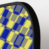 Blue Yellow Checker Argyle Pattern ピックルボールラケット (左詳細)