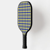 Blue Yellow Checker Argyle Pattern ピックルボールラケット (左)
