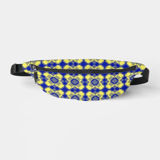 Blue Yellow Checker Argyle Pattern ファニーパック (正面)