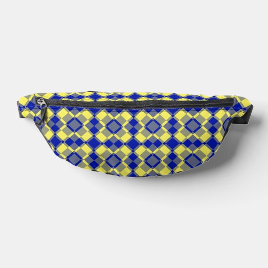 Blue Yellow Checker Argyle Pattern ファニーパック (レイダウン)