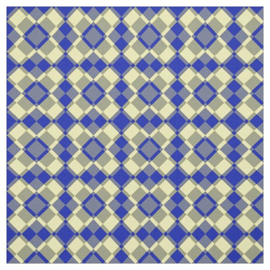 Blue Yellow Checker Argyle Pattern ファブリック (見本)