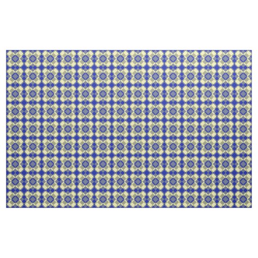 Blue Yellow Checker Argyle Pattern ファブリック (ファットクウォーター)