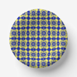 Blue Yellow Checker Argyle Pattern ペーパーボウル