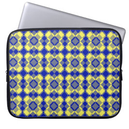 Blue Yellow Checker Argyle Pattern ラップトップスリーブ
