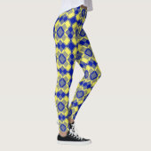 Blue Yellow Checker Argyle Pattern レギンス (右)