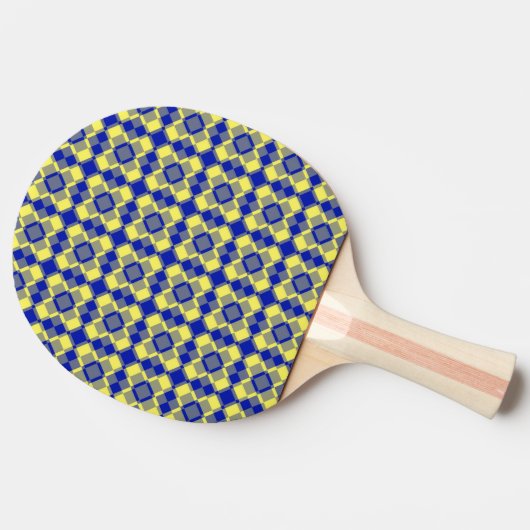 Blue Yellow Checker Argyle Pattern 卓球ラケット (横)