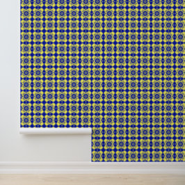 Blue Yellow Checker Argyle Pattern 壁紙