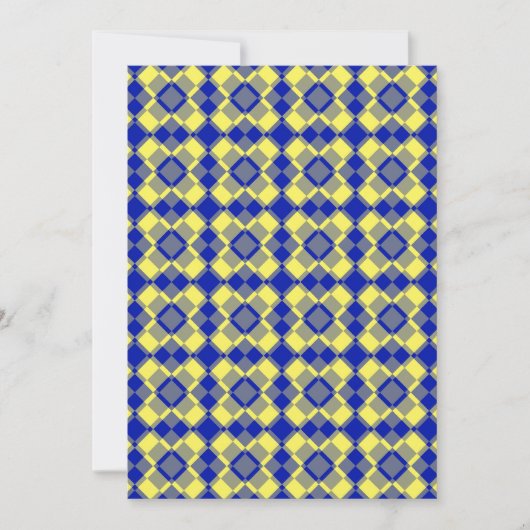 Blue Yellow Checker Argyle Pattern 招待状 (正面)