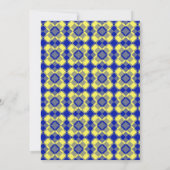 Blue Yellow Checker Argyle Pattern 招待状 (裏面)