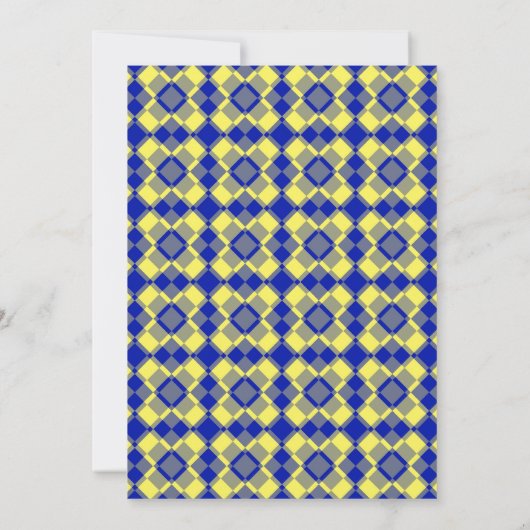 Blue Yellow Checker Argyle Pattern 招待状 (裏面)