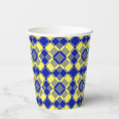 Blue Yellow Checker Argyle Pattern 紙コップ (裏面)