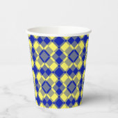 Blue Yellow Checker Argyle Pattern 紙コップ (左)