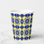 Blue Yellow Checker Argyle Pattern 紙コップ (右)